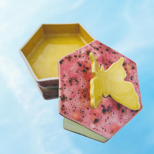 Handmade Pottery Dish - Butterfly Yellow