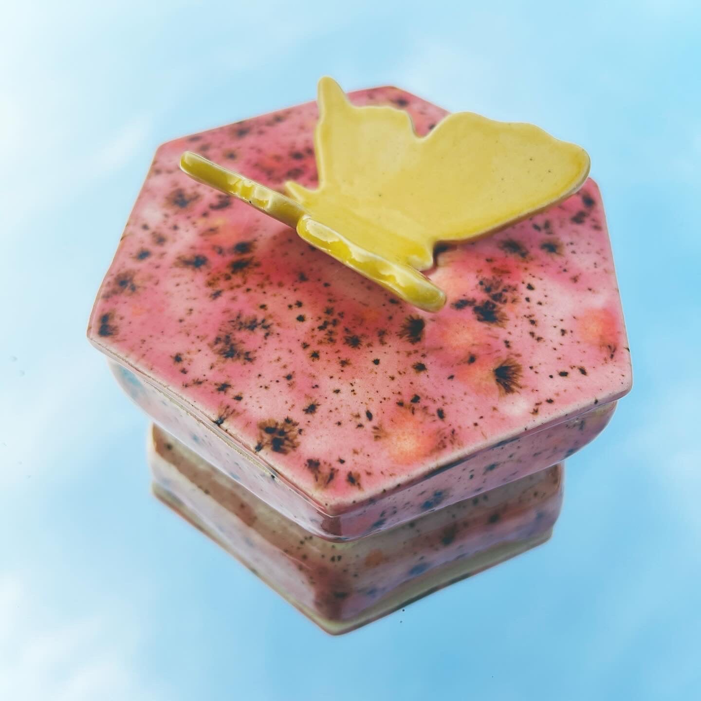 Handmade Pottery Dish - Butterfly Yellow