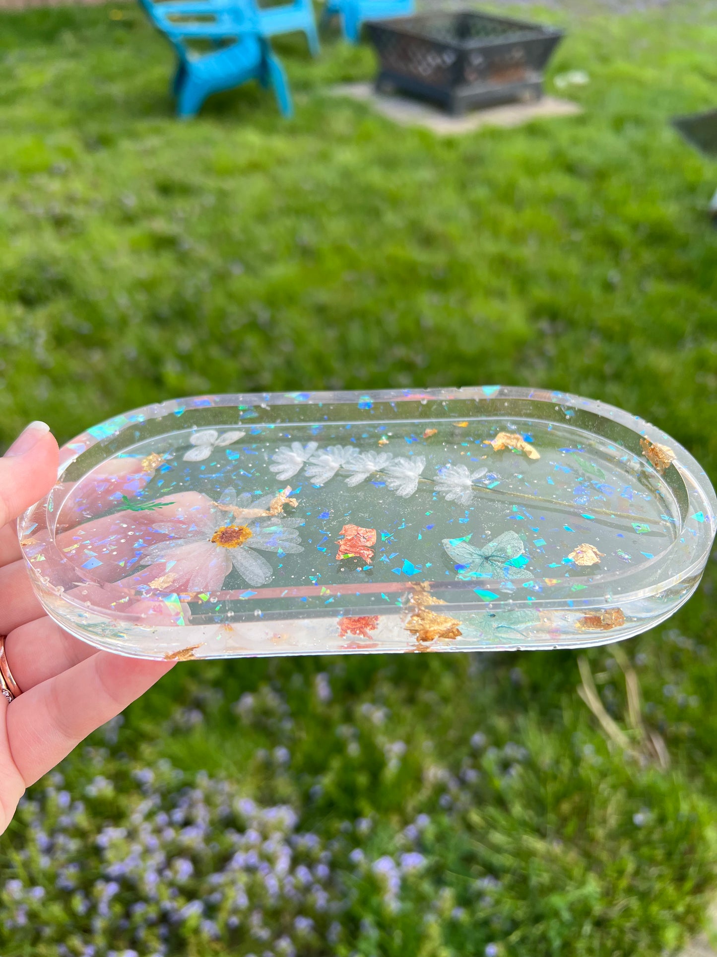 Handmade Resin Flower Tray