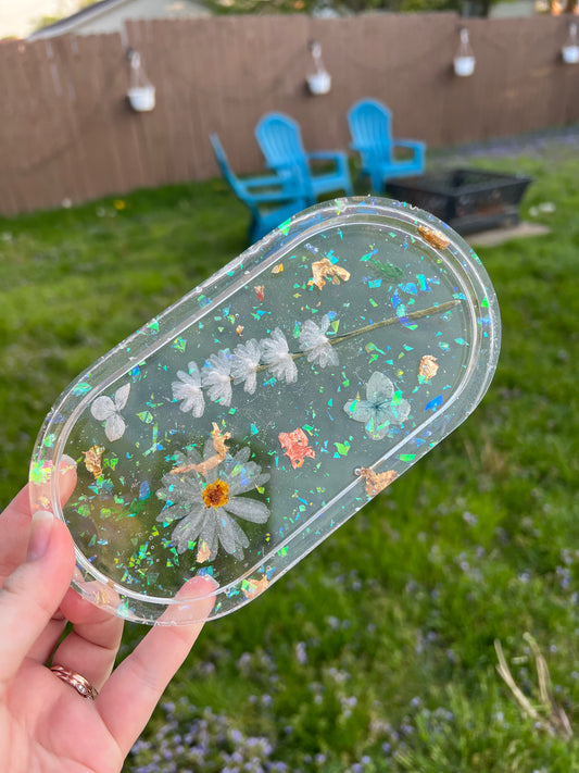Handmade Resin Flower Tray