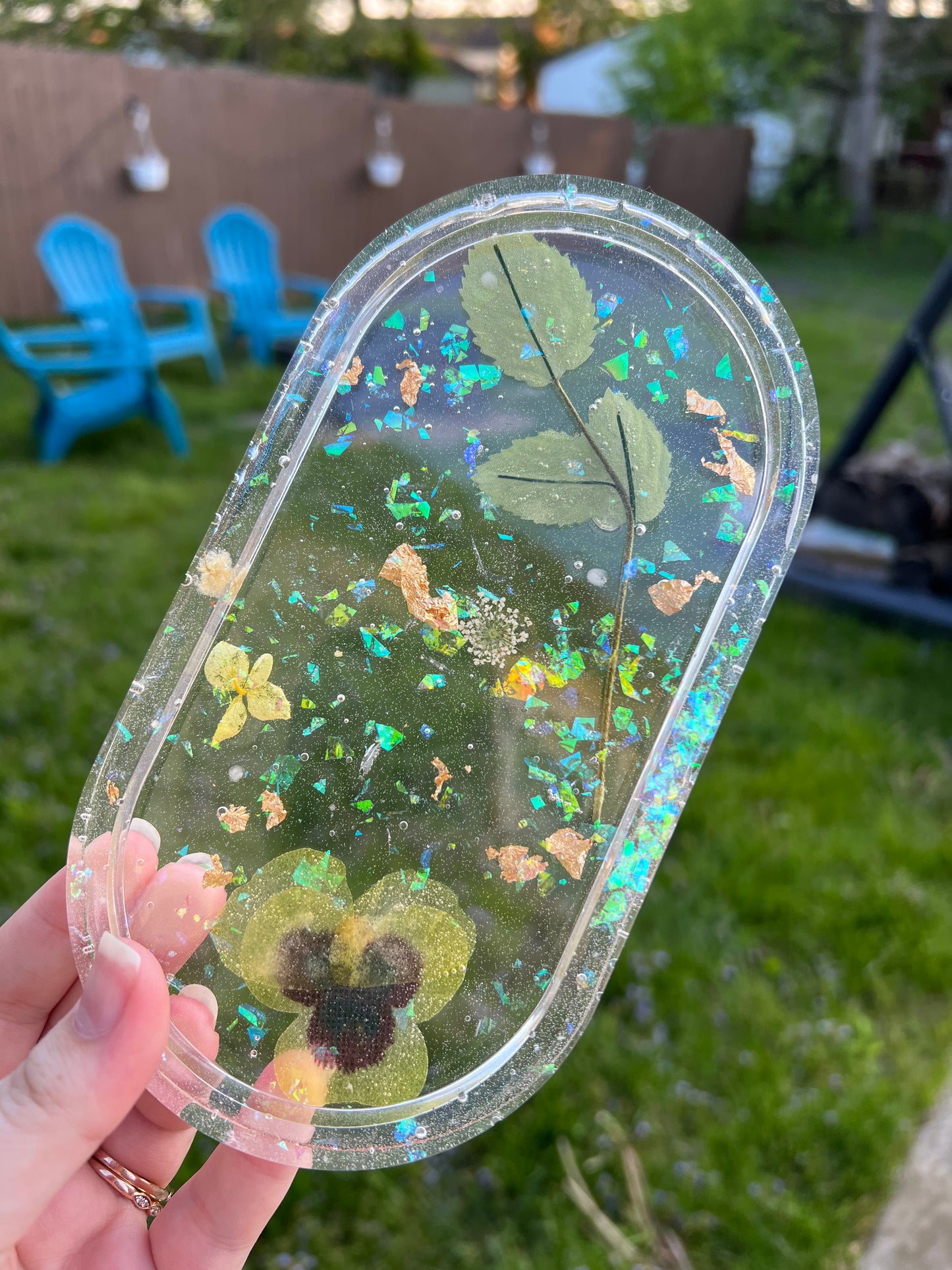 Handmade Resin Flower Tray