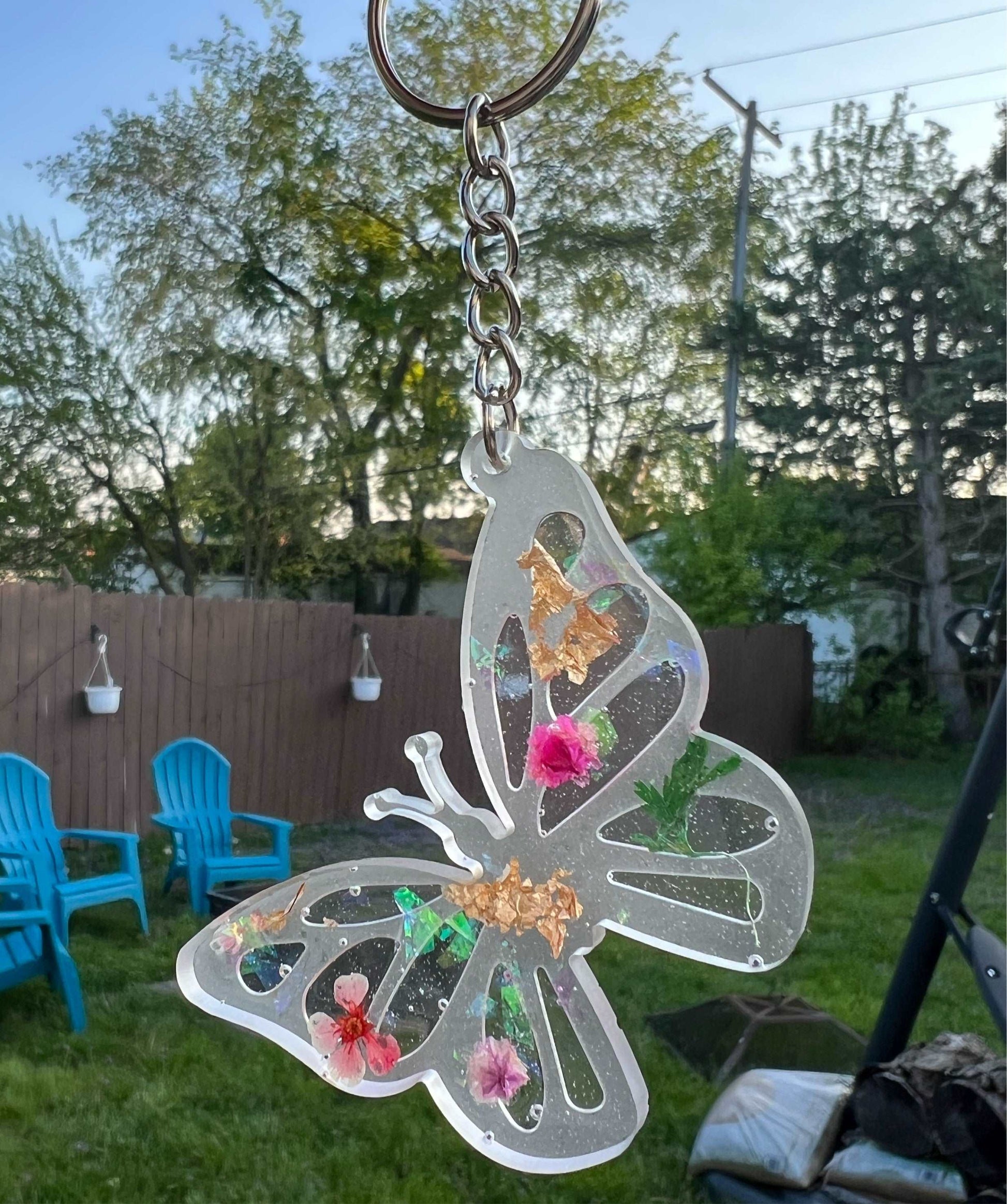 Resin Butterfly Keychain